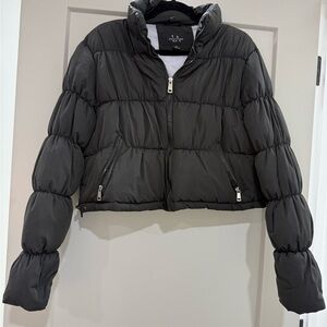 Black Cropped Puffer Jacket